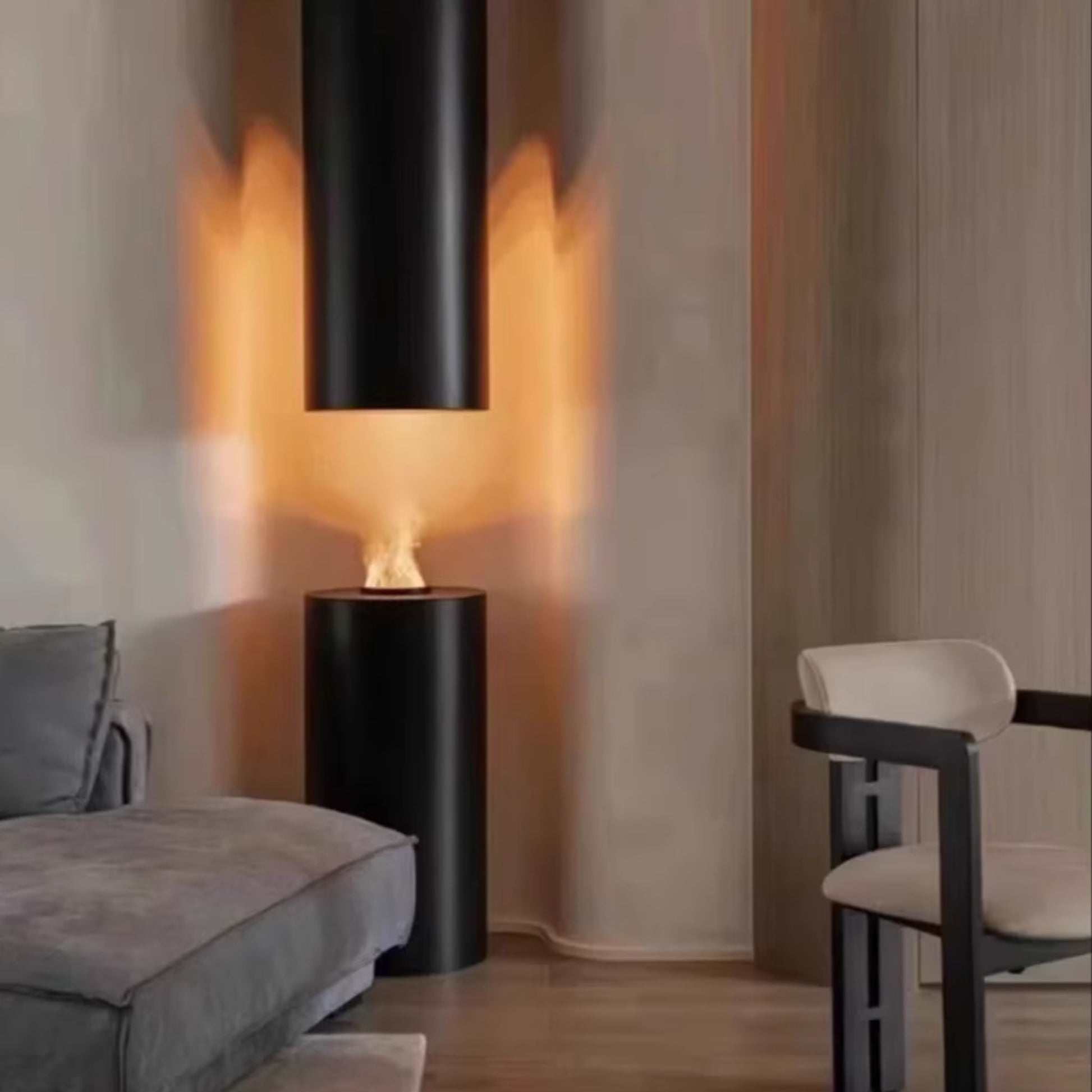 Glacier-Vert Hanging Fireplace White