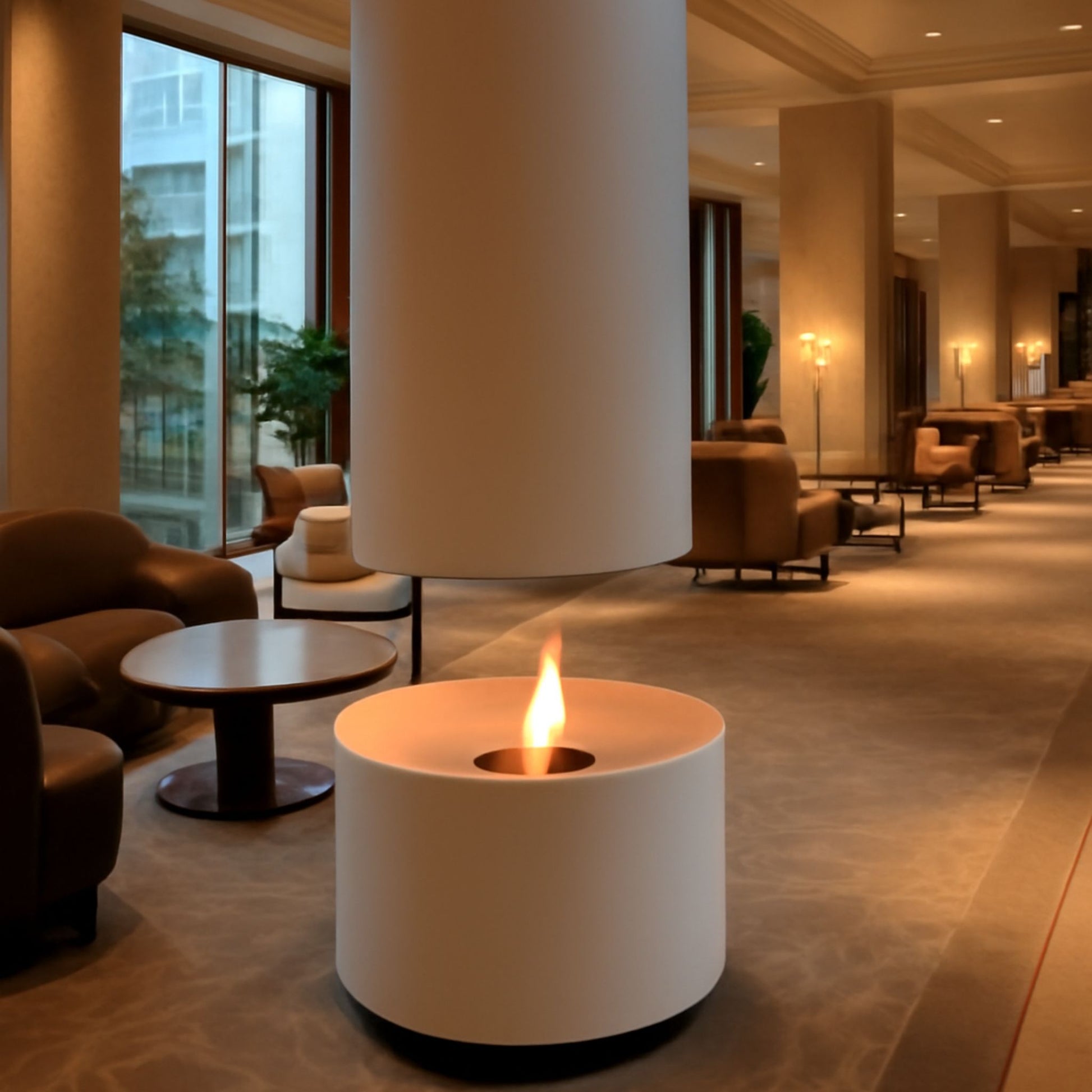 Glacier-Vert Hanging Fireplace White