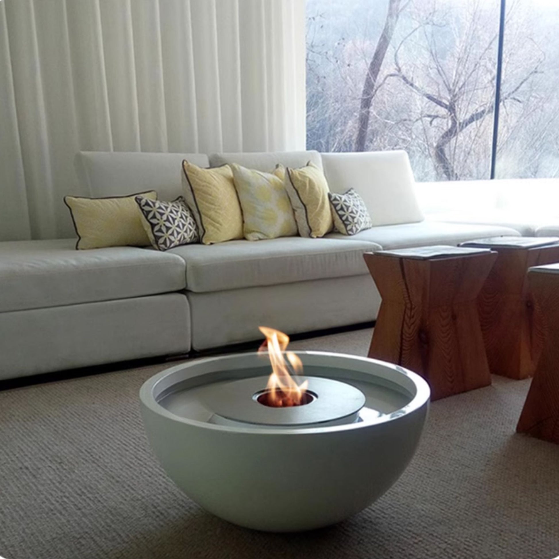 35cm Round Silver Ethanol Burner