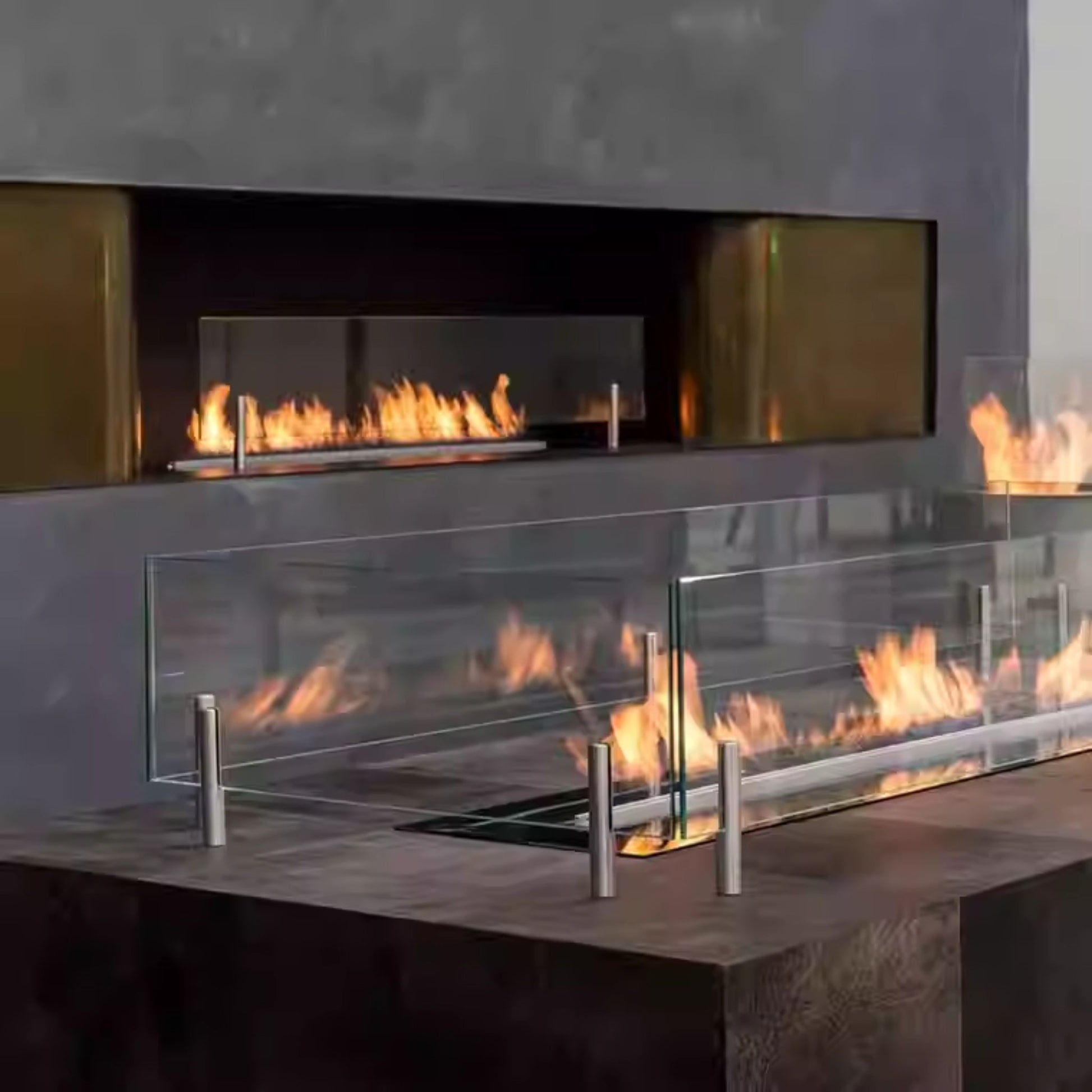 90cm Silver Ethanol Burner