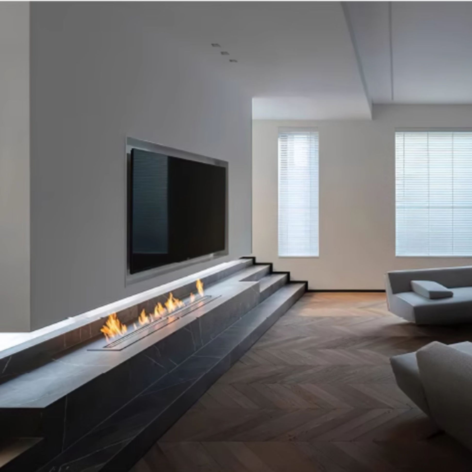 90cm Silver Ethanol Burner