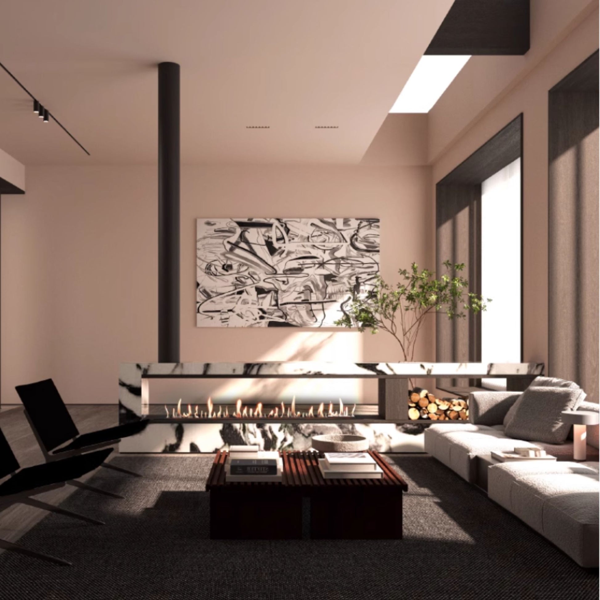 1.2m Black Ethanol Burner