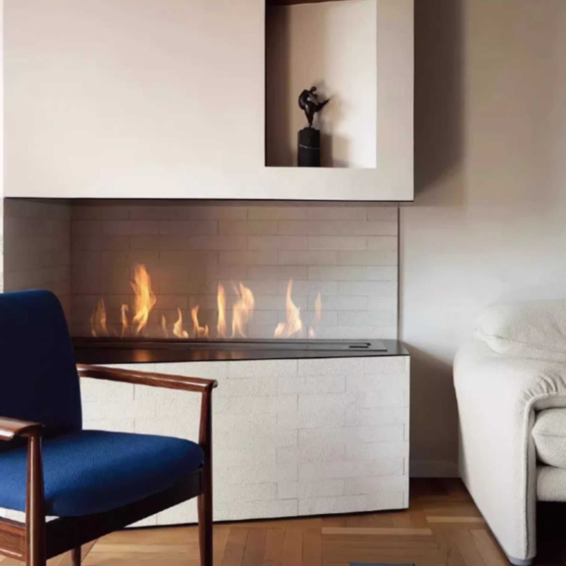 60cm Silver Ethanol Burner
