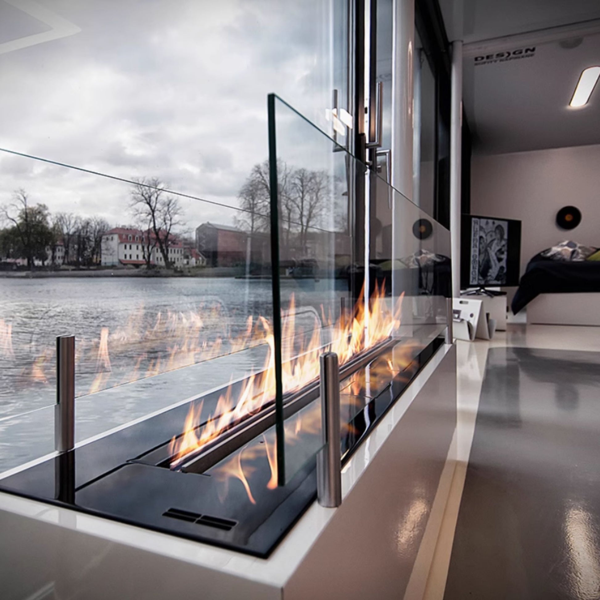 90cm Silver Ethanol Burner