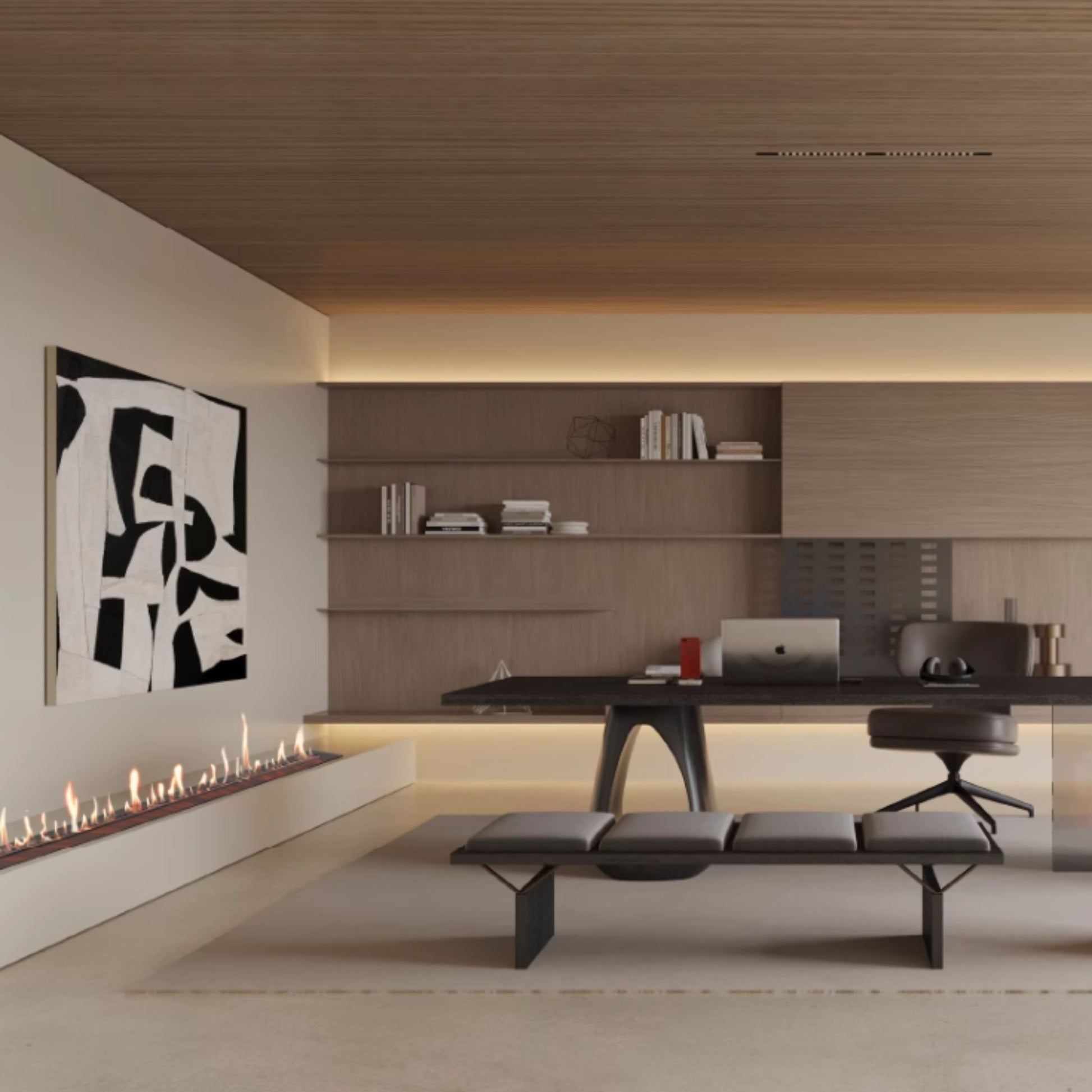 1.8m Black Ethanol Burner