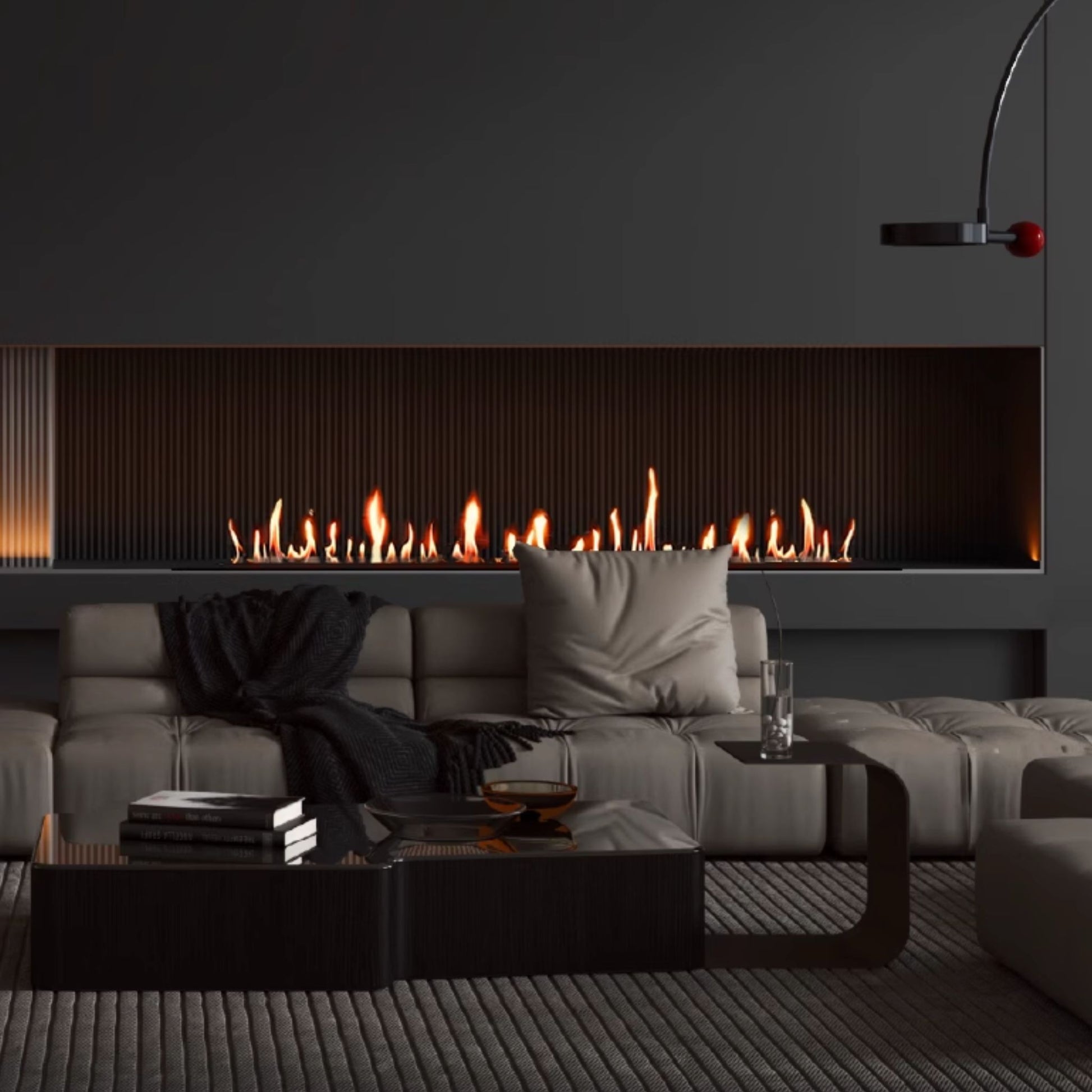 1.8m Black Ethanol Burner
