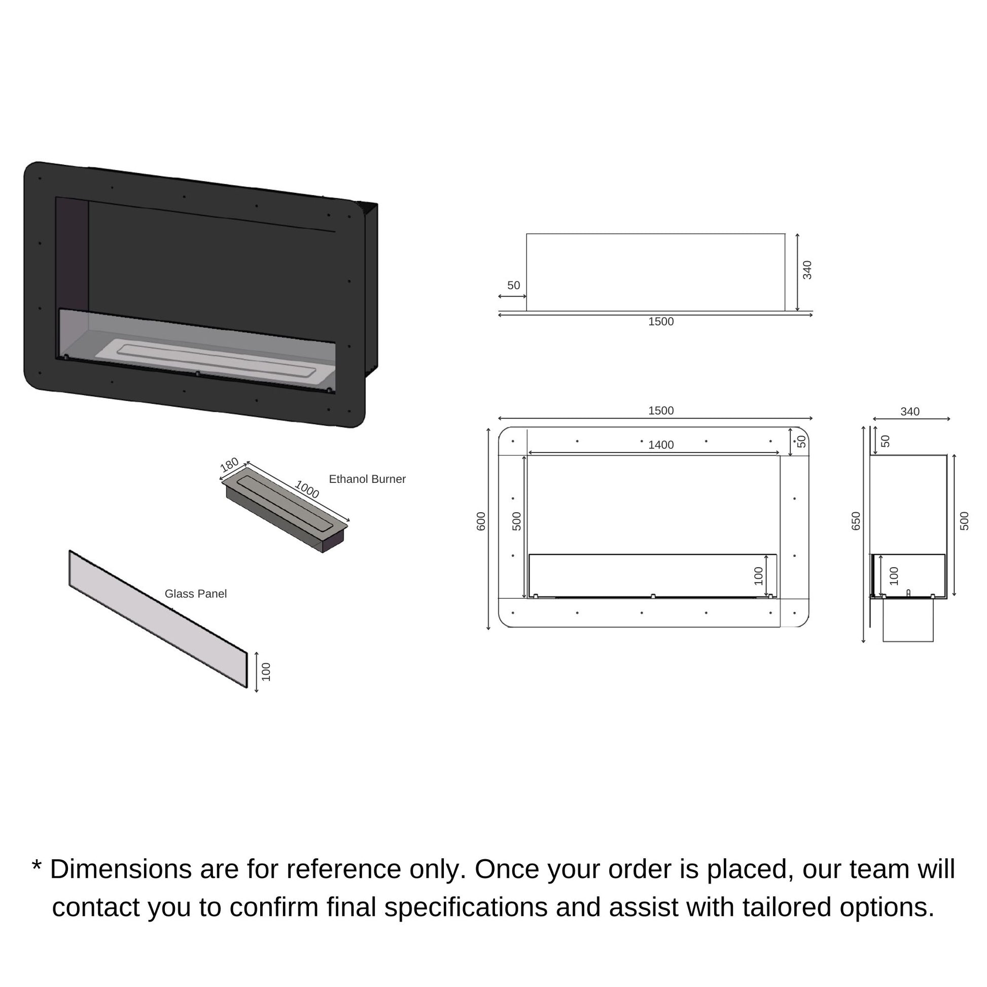 1.4m Front-View Fireplace Insert