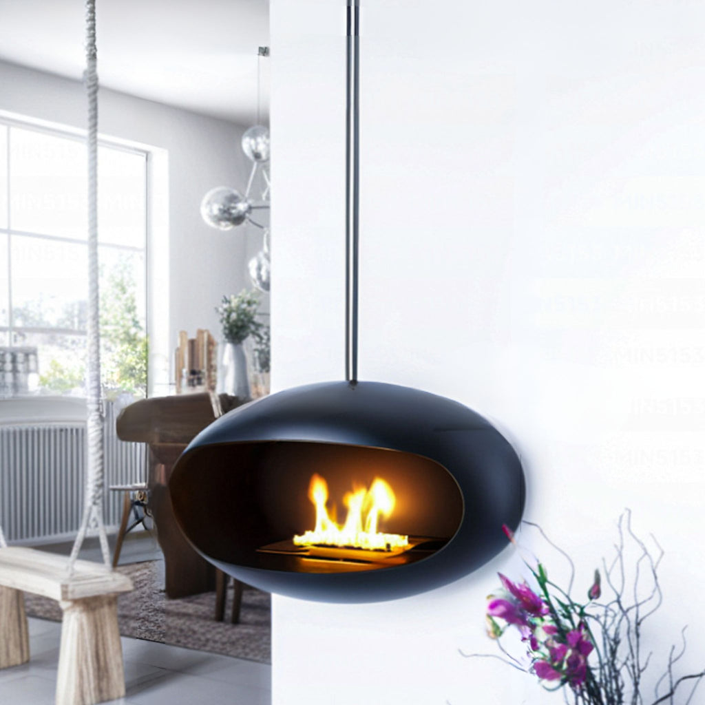 Black Como Hanging Fireplace