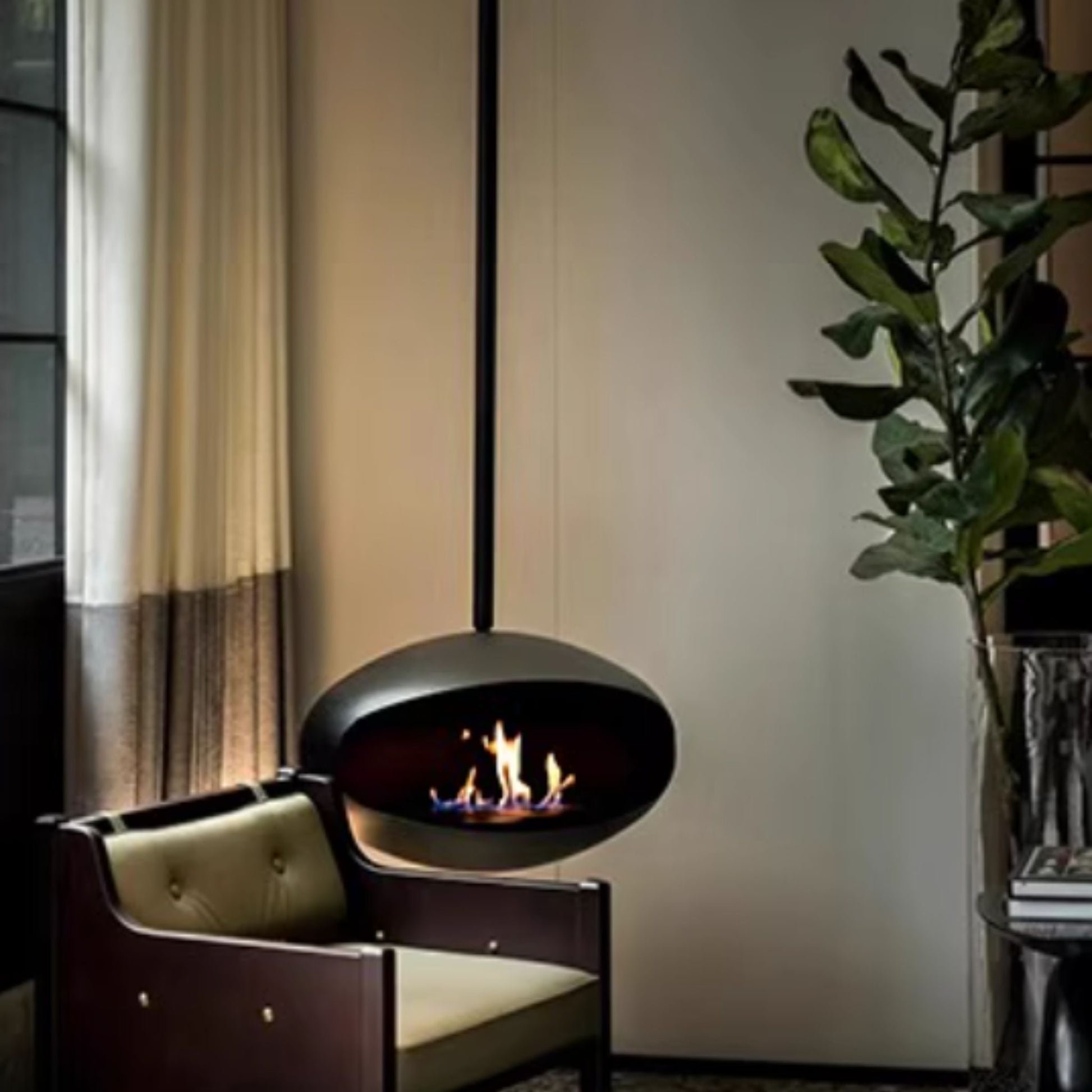 Black Como Hanging Fireplace