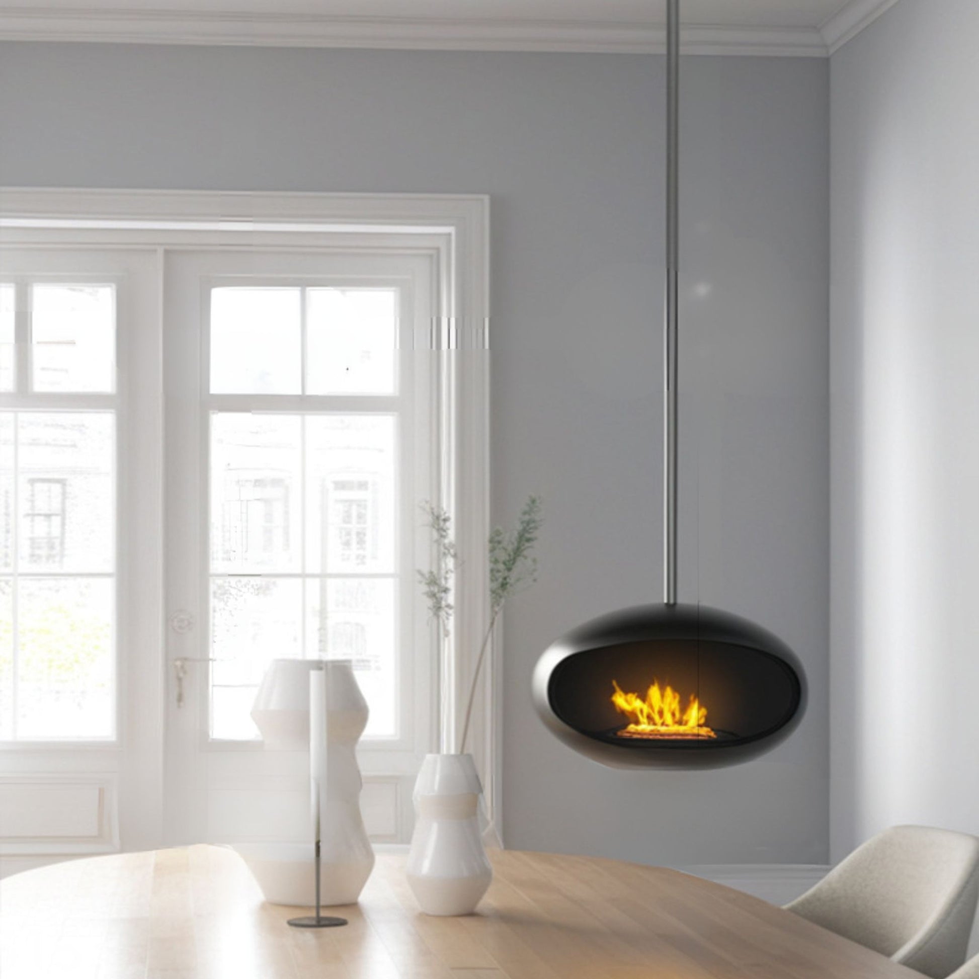 Black Como Hanging Fireplace