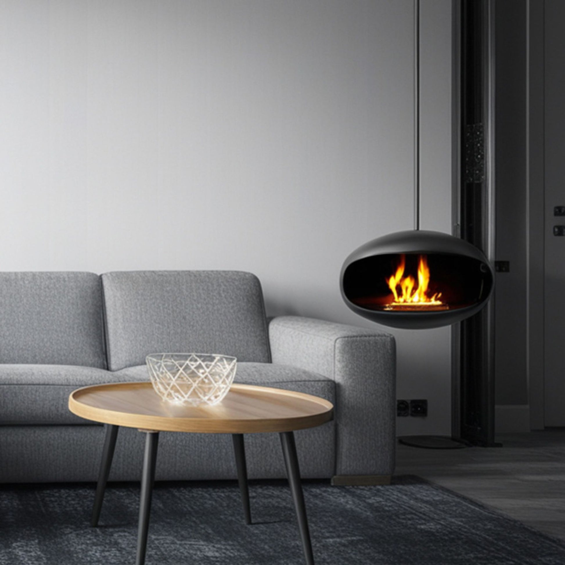 Black Como Hanging Fireplace