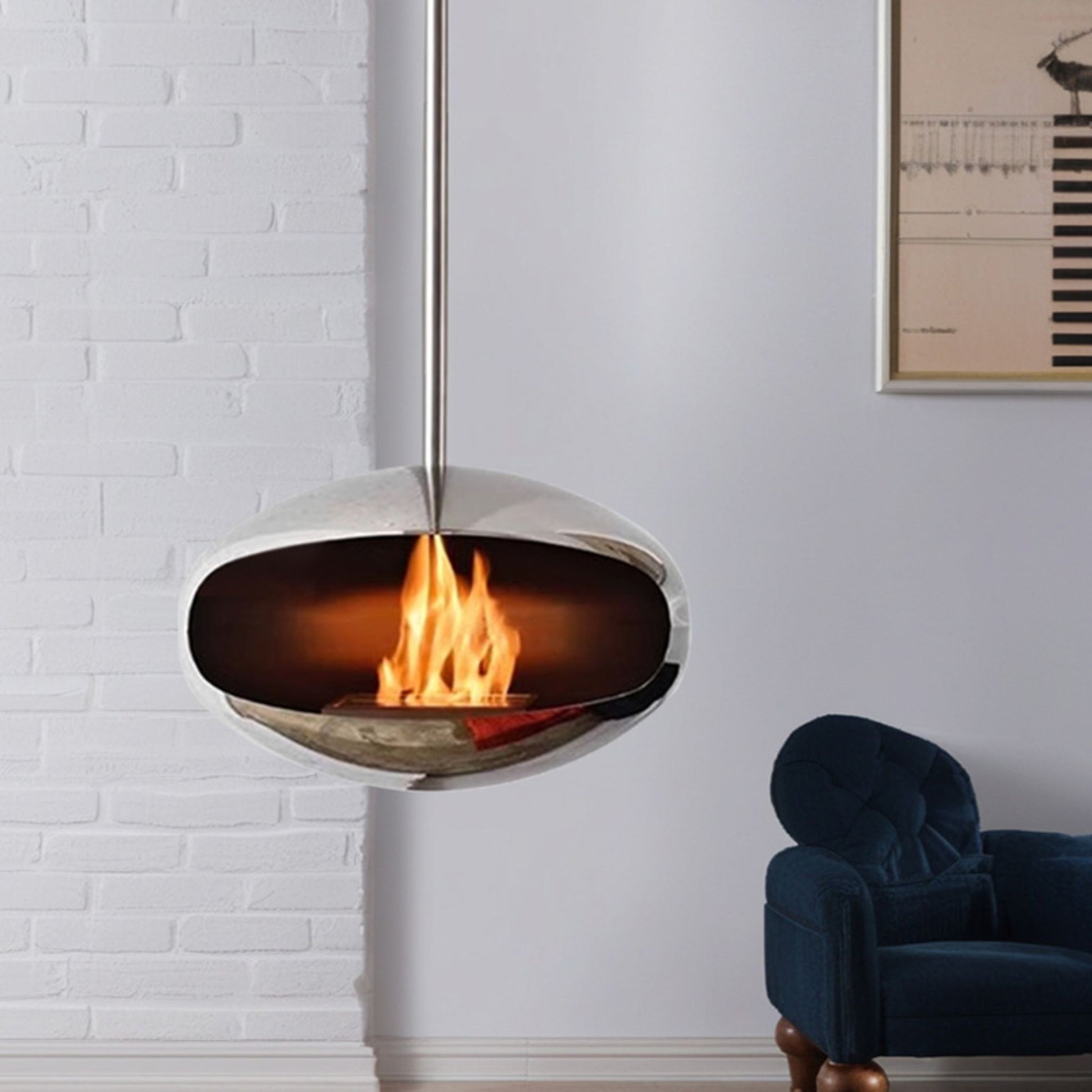 Black Como Hanging Fireplace