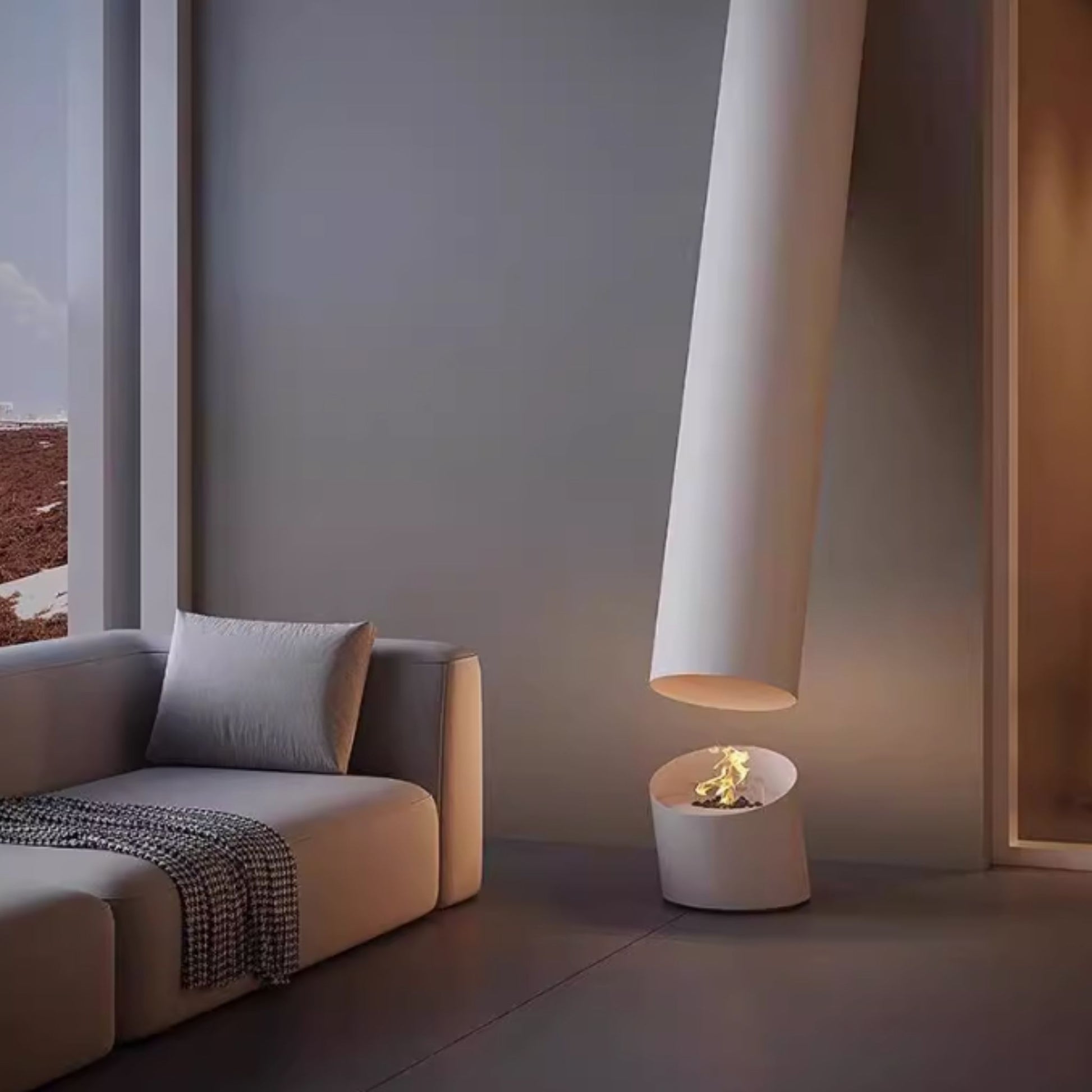 Glacier Hanging Fireplace Black