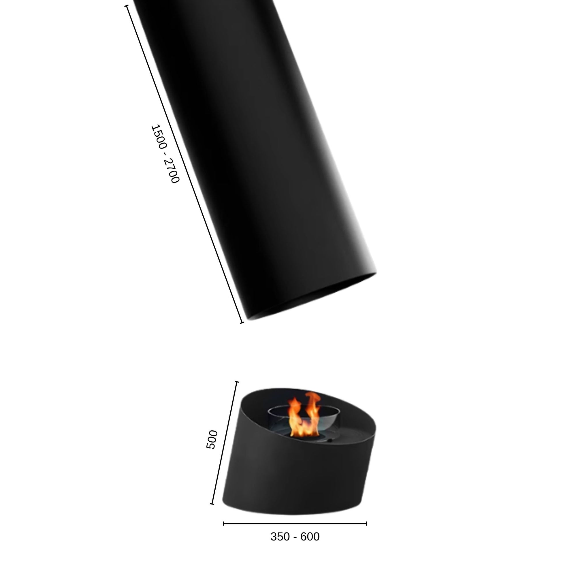 Glacier Hanging Fireplace Black