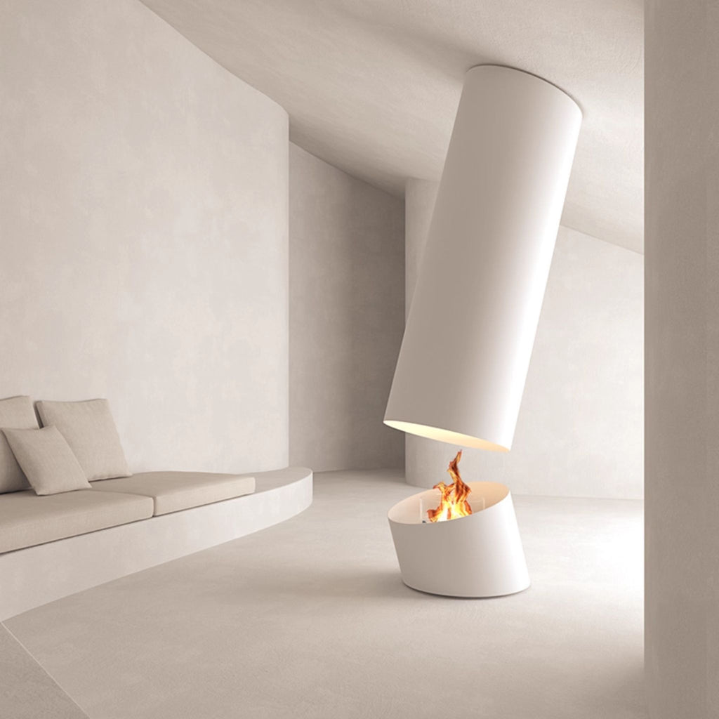 Glacier Hanging Fireplace White