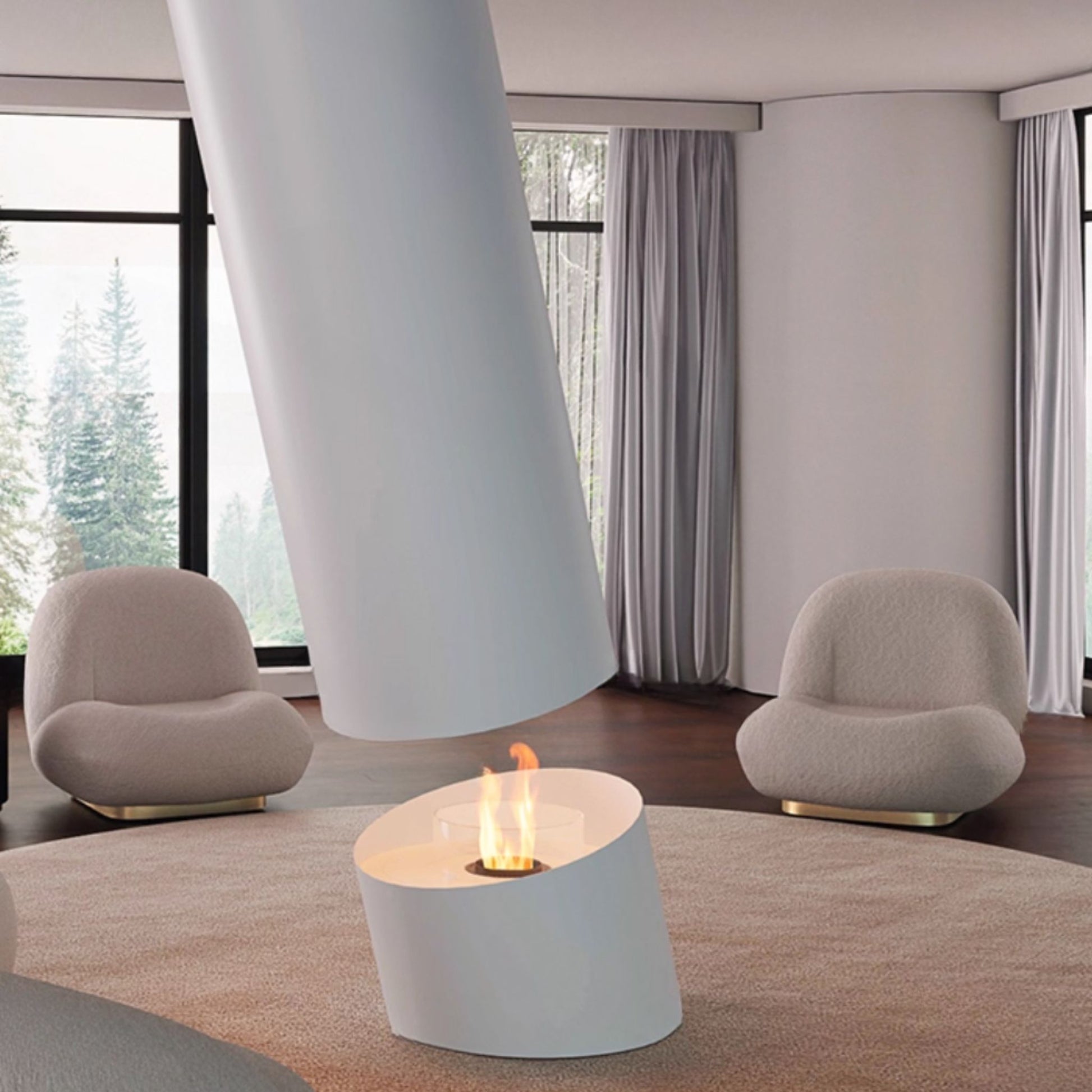 Glacier Hanging Fireplace Black