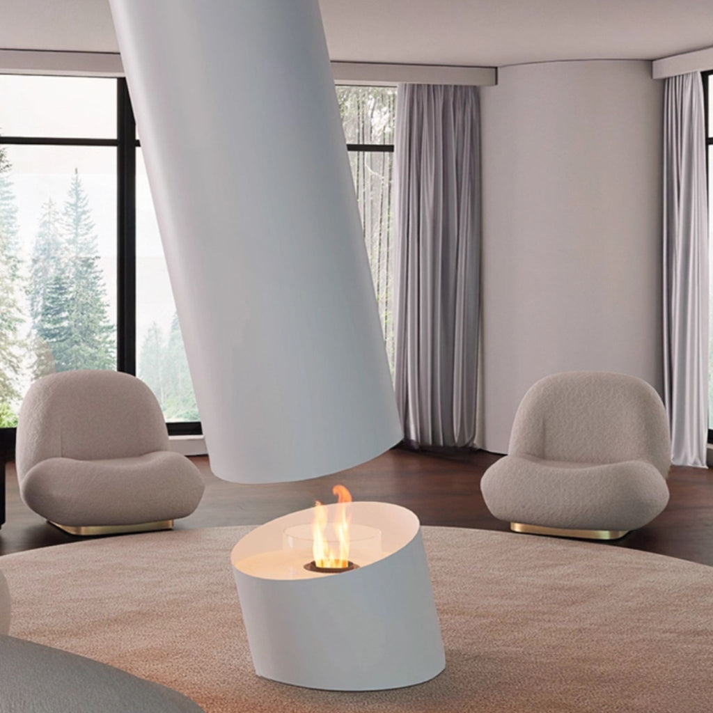 Glacier Hanging Fireplace White