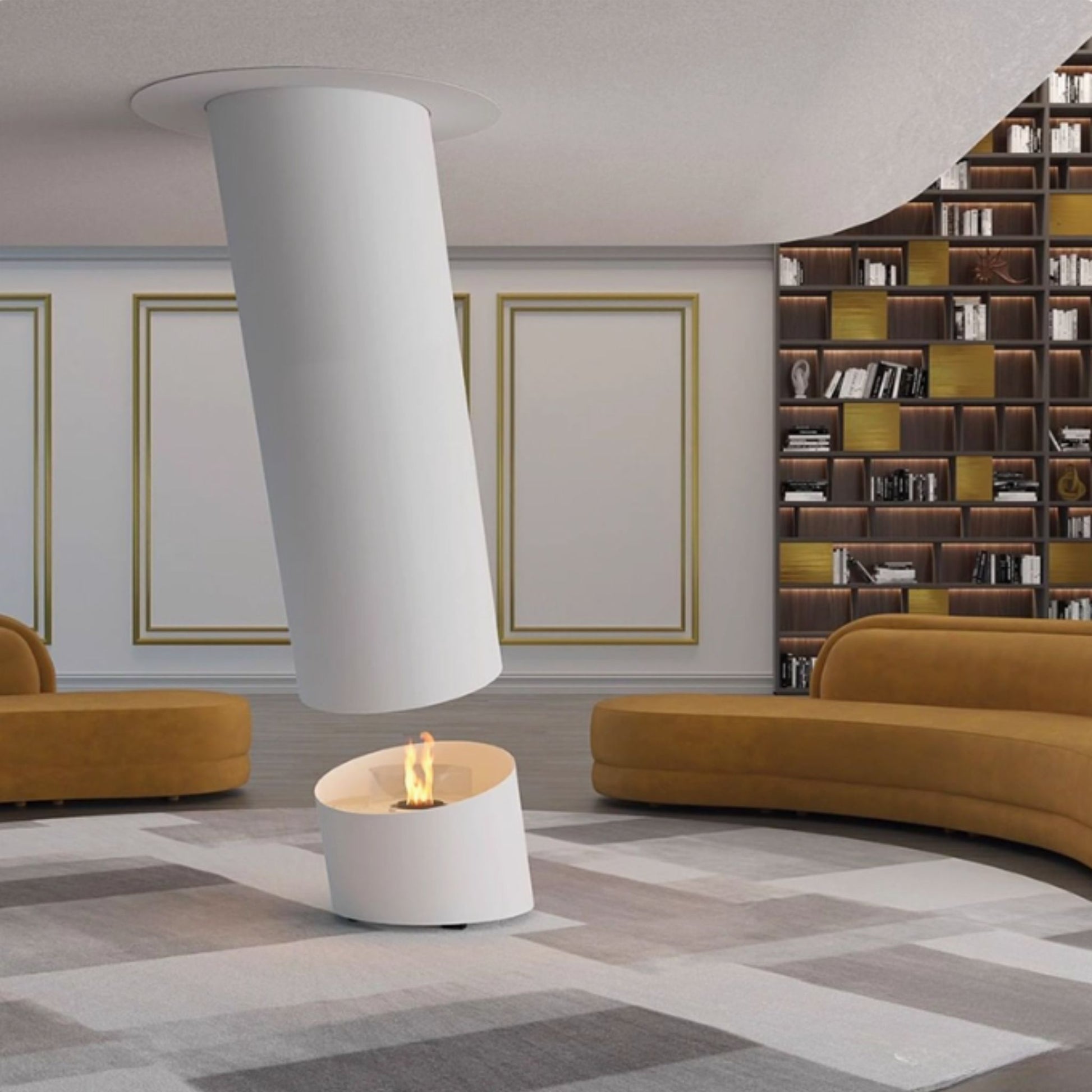 Glacier Hanging Fireplace Black